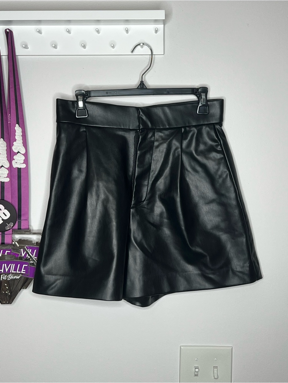 Zara High-Waist Black Faux Leather Women’s Shorts